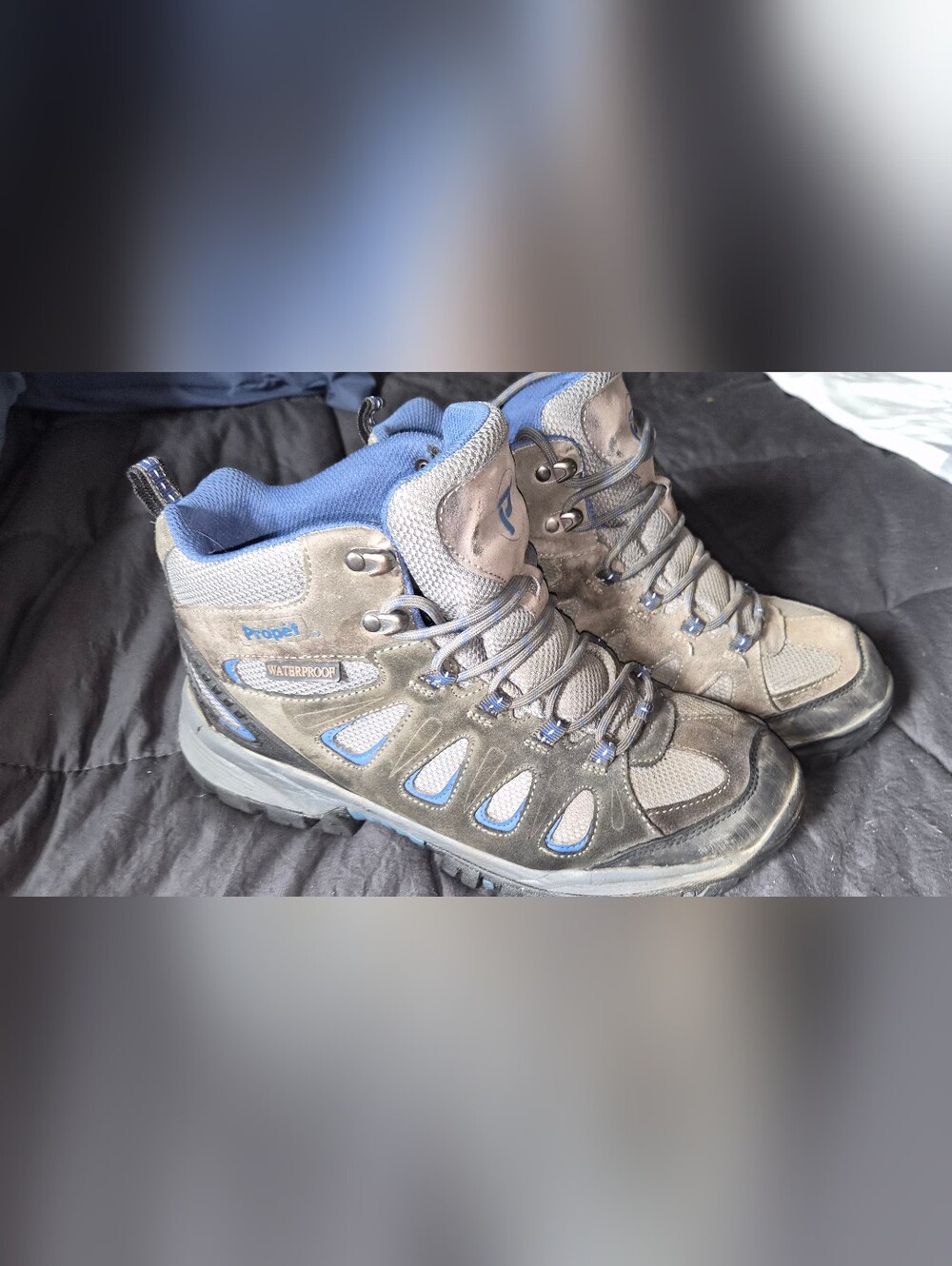 The Propet Ridge Walker Mens HikBoots Gray Suede/Mesh Waterproof Size 10.5 M